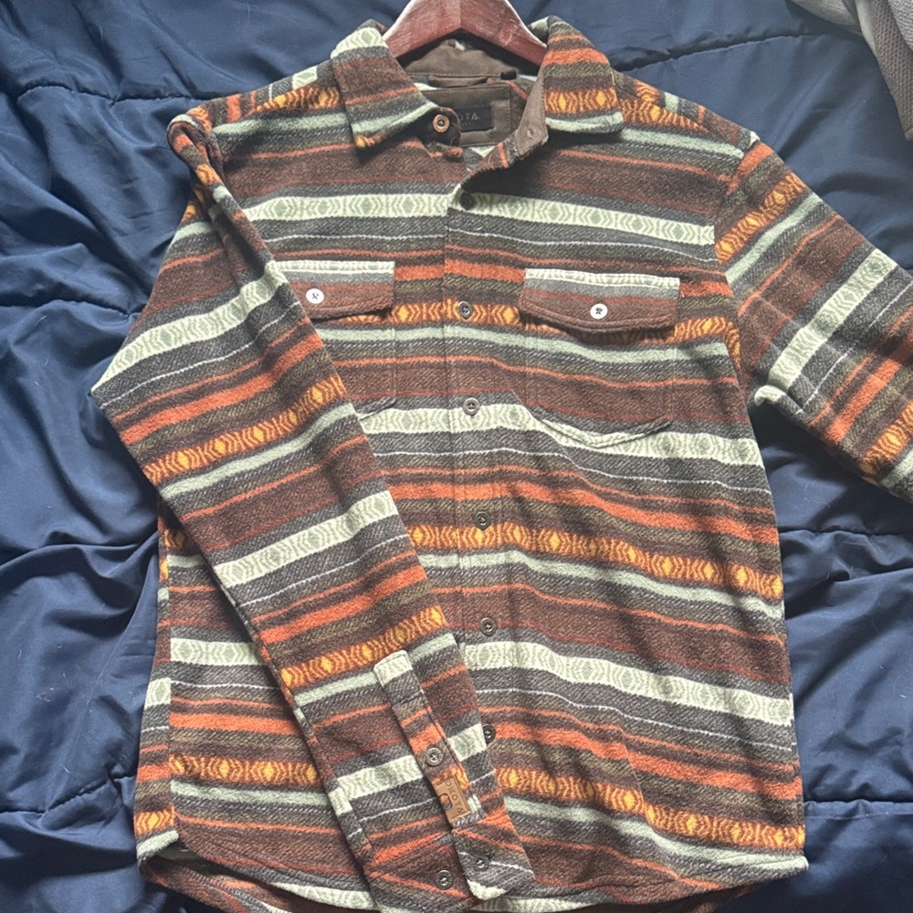 Men's Striped Casual Shirt in Brown and Orange